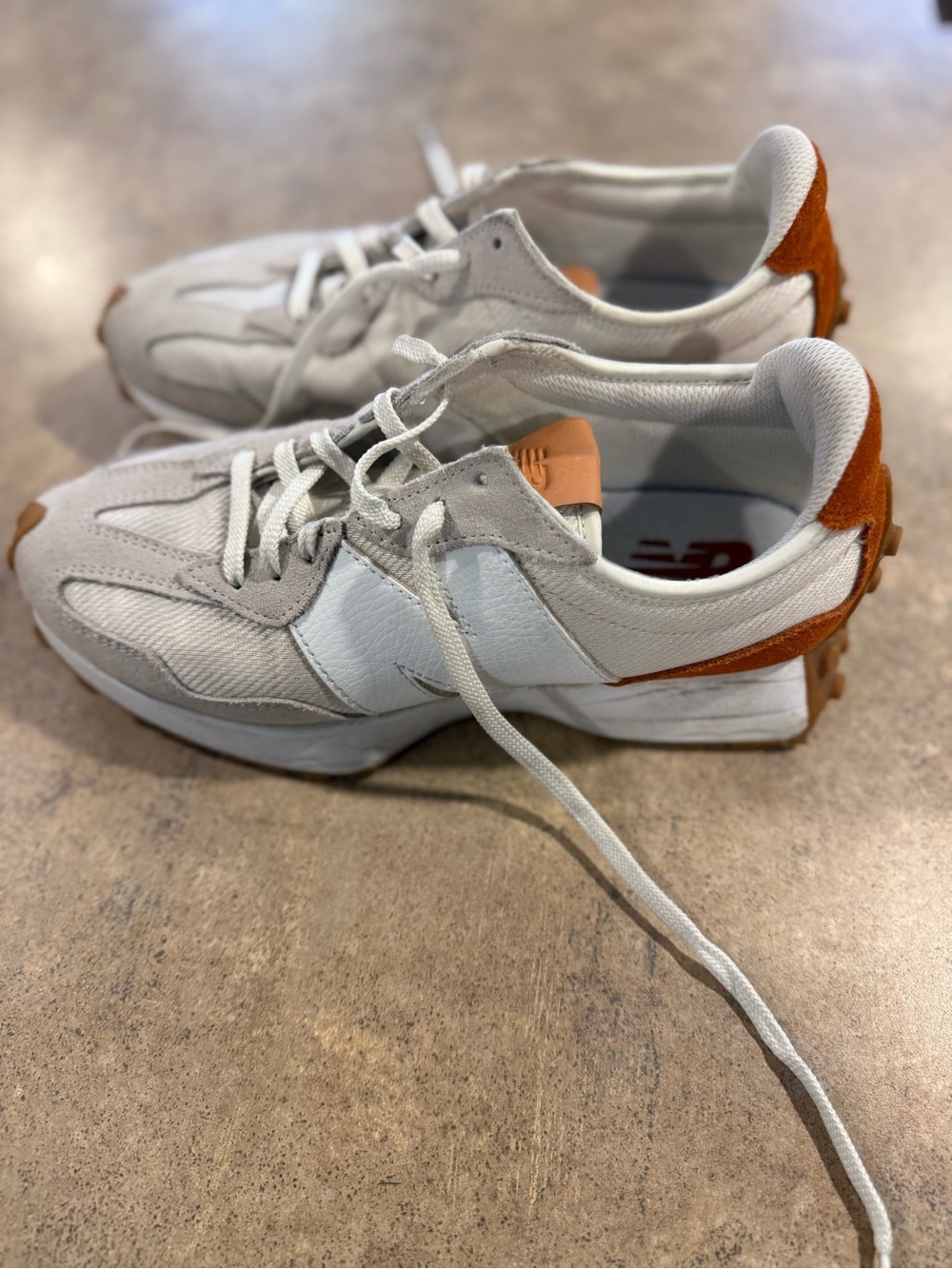 New Balance Women’s 327 White & Rust Retro-Style Athletic Sneakers
